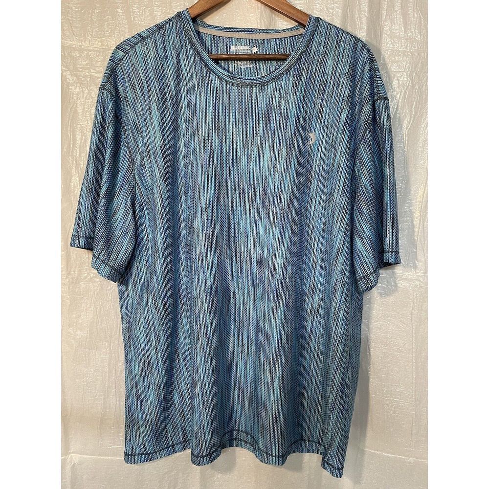 Reel Legends Freeline Blue‎ Teal Fishing Short Sleeve Shirt XXL Performance